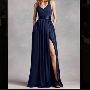 Vera Wang Bridesmaid Dress Midnight Navy Halter